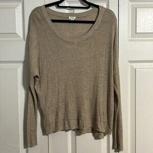 GARAGE Size X-Small Lightweight Tan Khaki Oversized Stretch Boho Chic Crewneck